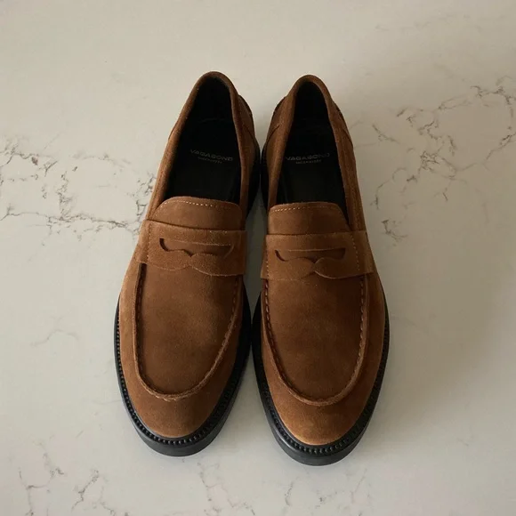 Vagabond Brown Suede Penny Loafers Classic Comfort Neutral Capsule Staple Daily - Picture 12 of 14
